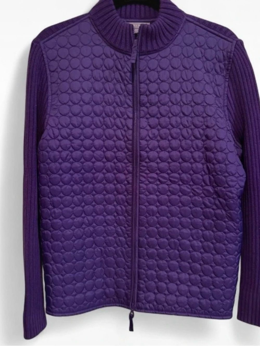 Laura Scott Purple Quilted Circle-Pattern Zip Jacket